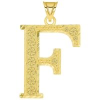 Load image into Gallery viewer, 14k Yellow Gold Textured Uppercase Initial Letter Pendant with Eternity Symbols
