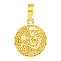 Load image into Gallery viewer, 14k Yellow Gold Tiny Round Zodiac Sign Charm Horoscope Pendant
