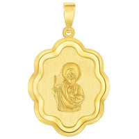 Load image into Gallery viewer, 14k Yellow Gold Elegant Miraculous Medal of Saint Jude Thaddeus the Apostle Pendant with Figaro Chain Necklace
