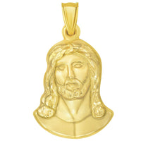 Load image into Gallery viewer, 14k Yellow Gold Head of Jesus Christ Neck Up Profile Pendant with Cuban Curb Chain Necklace
