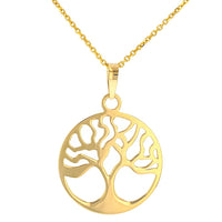 Load image into Gallery viewer, Jewelry America Solid 14k Gold Tree of Life Disk Chain Pendant Necklace
