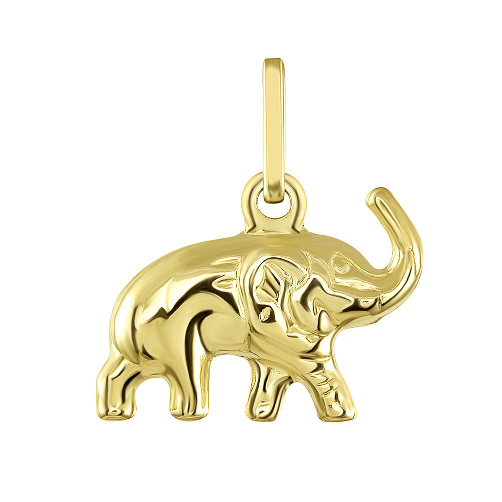 14K Yellow Gold Good Luck Elephant Charm Feng Shui Symbol Pendant