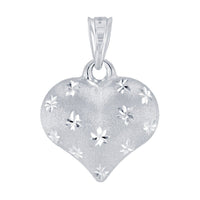 Load image into Gallery viewer, Polished 14K White Gold Satin Heart with Star Texture Charm Pendant Necklace
