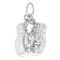 Load image into Gallery viewer, High Polish 14k White Gold 3D Boxing Gloves Charm Sports Pendant
