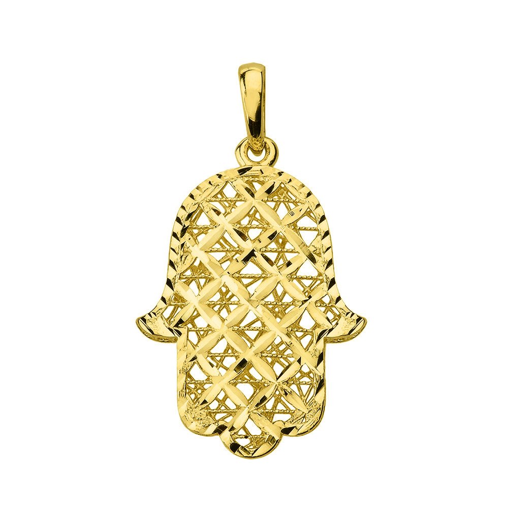 Jewelry America 14k Yellow Gold Textured Hamsa Hand of Fatima Charm Pendant