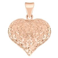 Load image into Gallery viewer, 14karat Rose Gold Sparkle Cut Puffed Heart Charm Pendant Necklace
