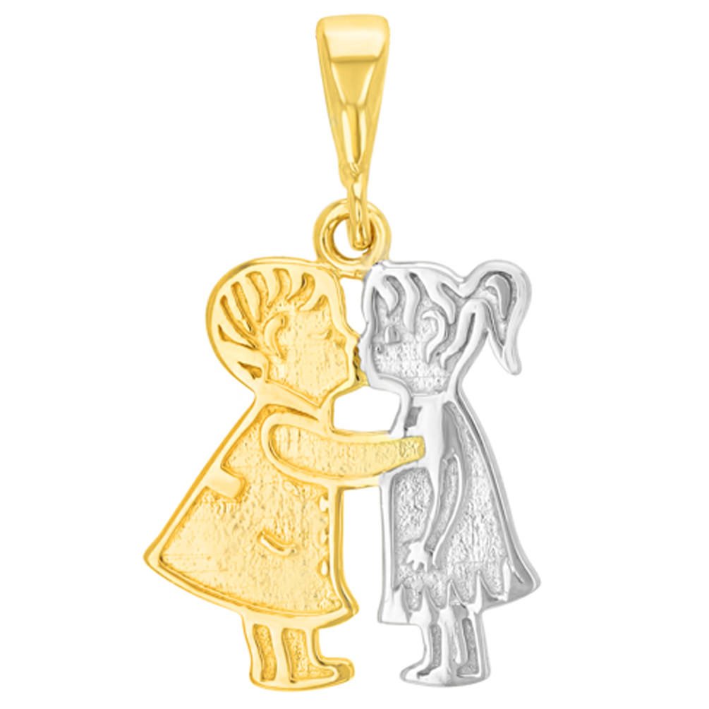 14K Yellow Gold Boy & Girl Kissing Pendant