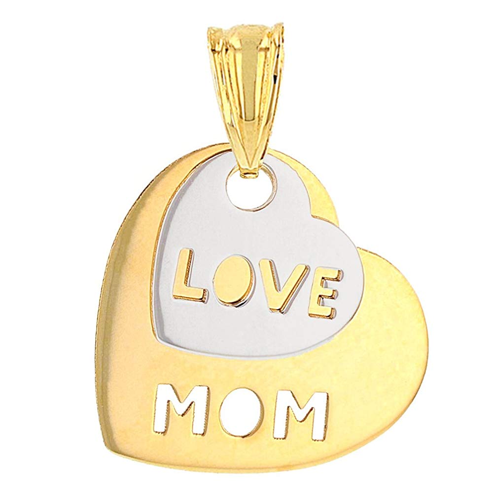 14K Two-Tone Gold Love Mom  Pendant