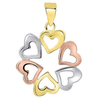 Load image into Gallery viewer, Solid 14K Tri-Color Gold Round Heart Charm Love Pendant
