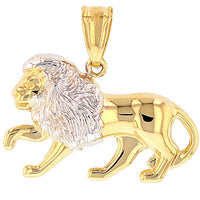 Load image into Gallery viewer, High Polish 14k Gold Lion Pendant Leo Zodiac Sign Charm

