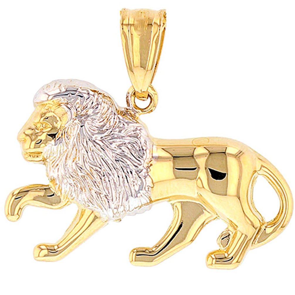 High Polish 14k Gold Lion Pendant Leo Zodiac Sign Charm