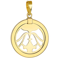 Load image into Gallery viewer, 14K Reversible Round Gemini Twins Zodiac pendant
