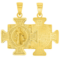 Load image into Gallery viewer, Solid 14k Yellow Gold Cross of Holy Father Saint Benedict Pendant (Reversible)
