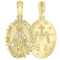 Load image into Gallery viewer, 14k Yellow Gold Traditional Virgin Mary Miraculous Catholic Medal Pendant
