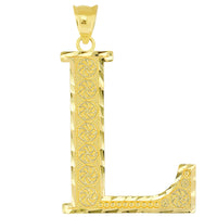 Load image into Gallery viewer, 14k Yellow Gold Textured Uppercase Initial Letter Pendant with Eternity Symbols
