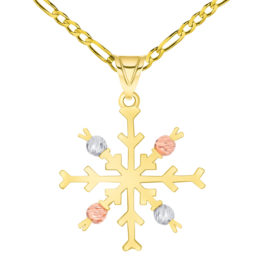 High Polish Snowflake Textured Beads Pendant Necklace