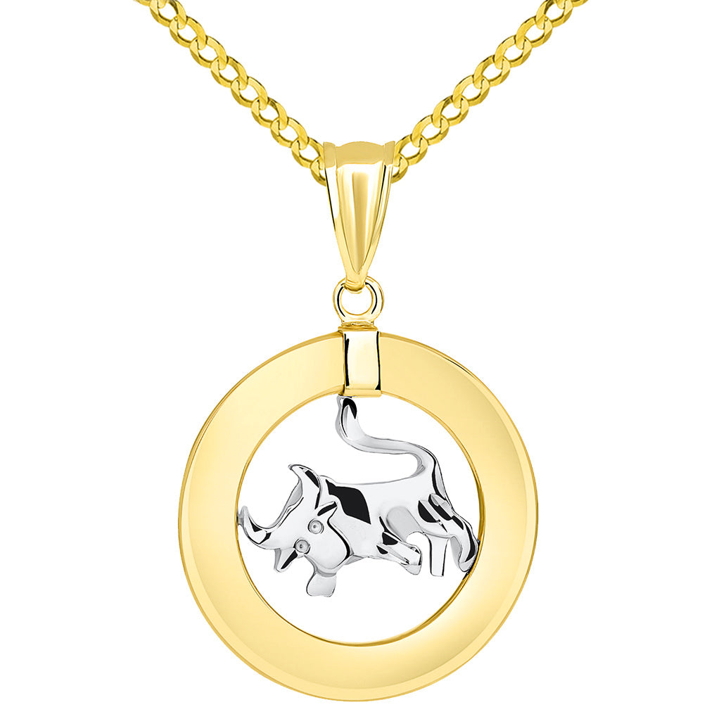 14k Gold Taurus Zodiac Pendant Necklace