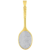 Load image into Gallery viewer, Solid 14k Yellow Gold Classic Tennis Racket Sports Pendant
