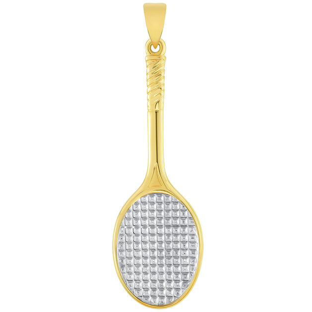 Solid 14k Yellow Gold Classic Tennis Racket Sports Pendant | Jewelry ...
