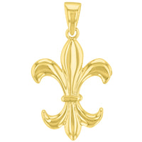 Load image into Gallery viewer, Solid 14K Yellow Gold Simple Fleur de Lis Charm Pendant
