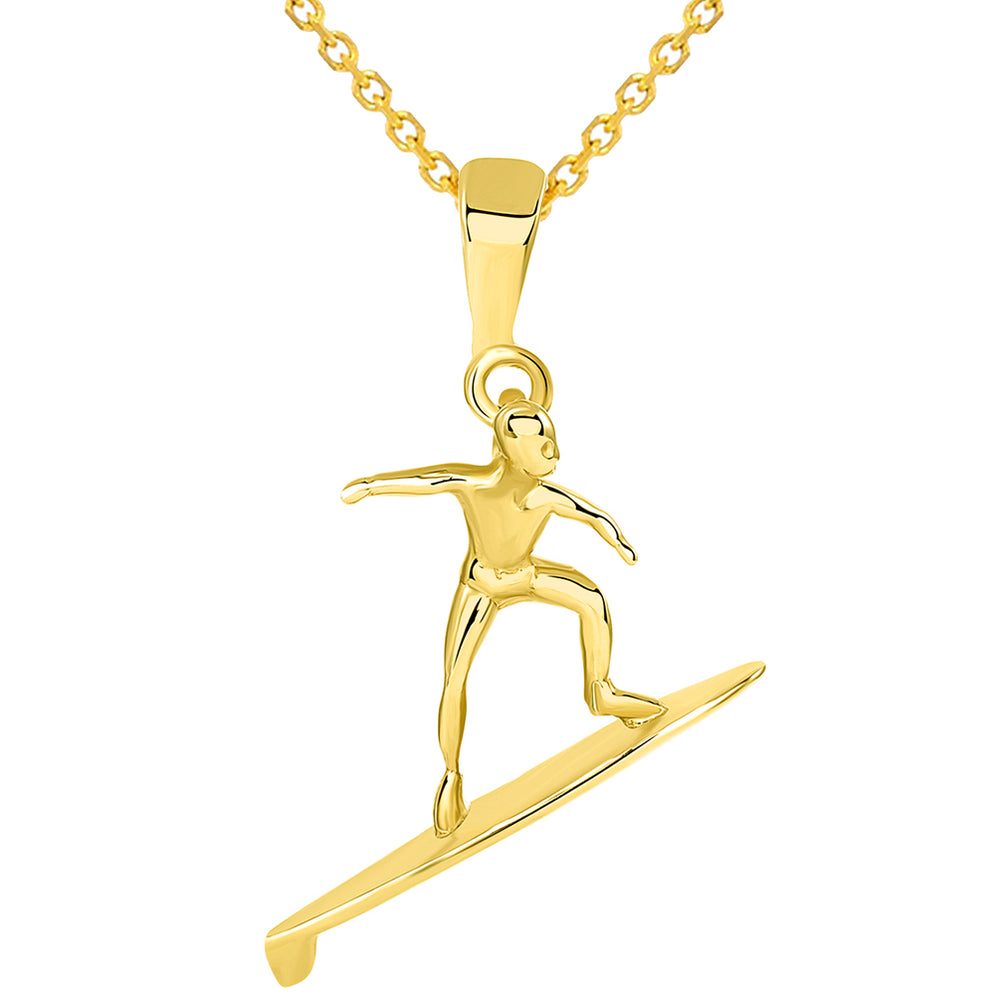 Surfer Surfing On Surfboard Pendant Necklace