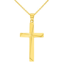Load image into Gallery viewer, Solid 14K Yellow Gold Elegant Religious Plain Cross Pendant Necklace
