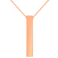 Load image into Gallery viewer, 14k Rose Gold Engravable Personalized Four Sided Vertical Bar Necklace with Spring Ring Clasp, 18&quot;
