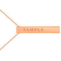 Load image into Gallery viewer, 14k Rose Gold Engravable Personalized Four Sided Vertical Bar Necklace with Spring Ring Clasp, 18&quot;
