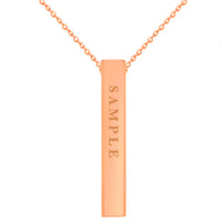 Load image into Gallery viewer, 14k Rose Gold Engravable Personalized Four Sided Vertical Bar Necklace with Spring Ring Clasp, 18&quot;
