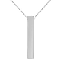 Load image into Gallery viewer, 14k White Gold Engravable Personalized Four Sided Vertical Bar Necklace with Spring Ring Clasp, 18&quot;

