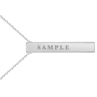 Load image into Gallery viewer, 14k White Gold Engravable Personalized Four Sided Vertical Bar Necklace with Spring Ring Clasp, 18&quot;
