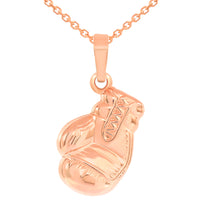 Load image into Gallery viewer, High Polish 14k Rose Gold 3D Single Boxing Glove Charm Sports Pendant Necklace
