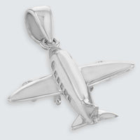 Load image into Gallery viewer, Solid 14k White Gold 3D Airplane Charm Jet Aircraft Pendant
