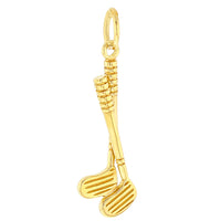 Load image into Gallery viewer, Solid 14K Yellow Gold Set of Golf Clubs Charm Sports Pendant Figaro Necklace
