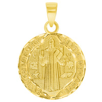 Load image into Gallery viewer, Solid 14k Yellow Gold Round Shaped St. Benedict Medallion Charm Pendant
