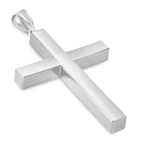 Load image into Gallery viewer, 14k White Gold Large 4mm Thick Religious Plain Hollow Square Tube Cross Pendant
