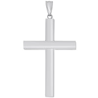 Load image into Gallery viewer, 14k White Gold Large Religious Plain Hollow Square Tube Cross Pendant (Depth Thickness 4mm)
