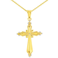 Load image into Gallery viewer, 14k Gold Milgrain Cross Pendant Necklace
