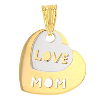 Load image into Gallery viewer, 14K Two-Tone Gold Love Mom Double Heart Pendant
