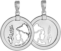 Load image into Gallery viewer, 14k White Gold Round Libra Zodiac Sign Scale Medallion Pendant - Virgo
