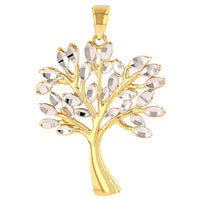 Load image into Gallery viewer, Solid 14K Yellow Gold Textured Elegant Tree of Life Pendant with Cuban Chain Necklace
