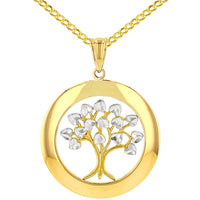 Load image into Gallery viewer, 14K Yellow Gold Round Tree of Life Cuban Necklace

