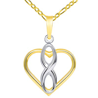 Load image into Gallery viewer, Gold Vertical Infinity Sign in Open Heart Pendant Figaro Necklace
