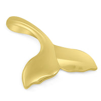 Load image into Gallery viewer, Solid 14k Yellow Gold Classic Curved Whale&#39;s Tail Pendant
