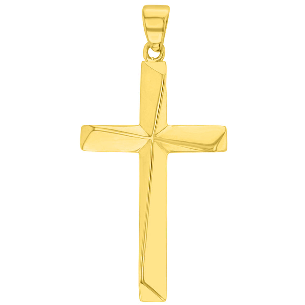 Solid 14K Yellow Gold Elegant Religious Plain Cross Pendant