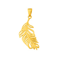 Load image into Gallery viewer, 14K Yellow Gold Textured Feather Charm Necklace
