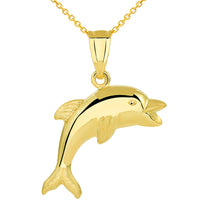 Load image into Gallery viewer, Gold Polished Dolphin Pendant Necklace

