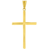 Load image into Gallery viewer, High Polished 14K Yellow Gold Plain Slender 3D Cross Pendant with Chain Necklace
