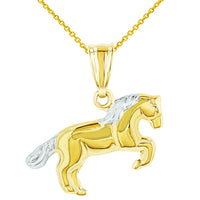 Load image into Gallery viewer, 14k Yellow Gold Running Horse Charm Animal Pendant
