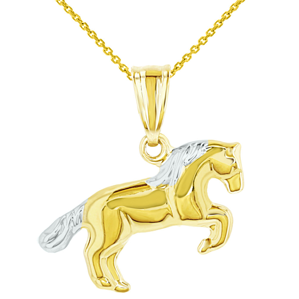 14k Yellow Gold Running Horse Charm Animal Pendant
